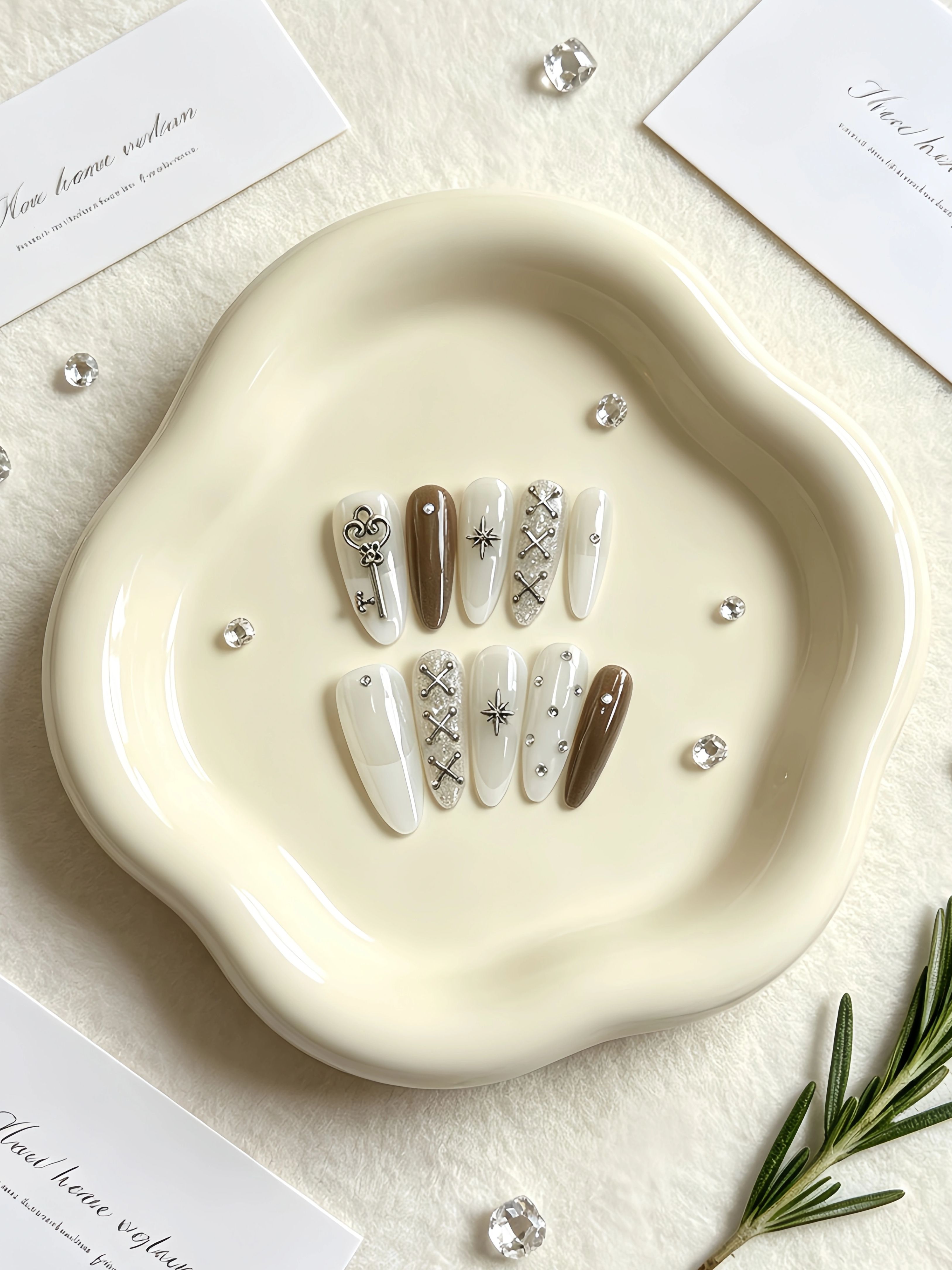 Korean Luxury Lifestyle - 10 Long Waterdrop-Shaped Press-On Nails, with