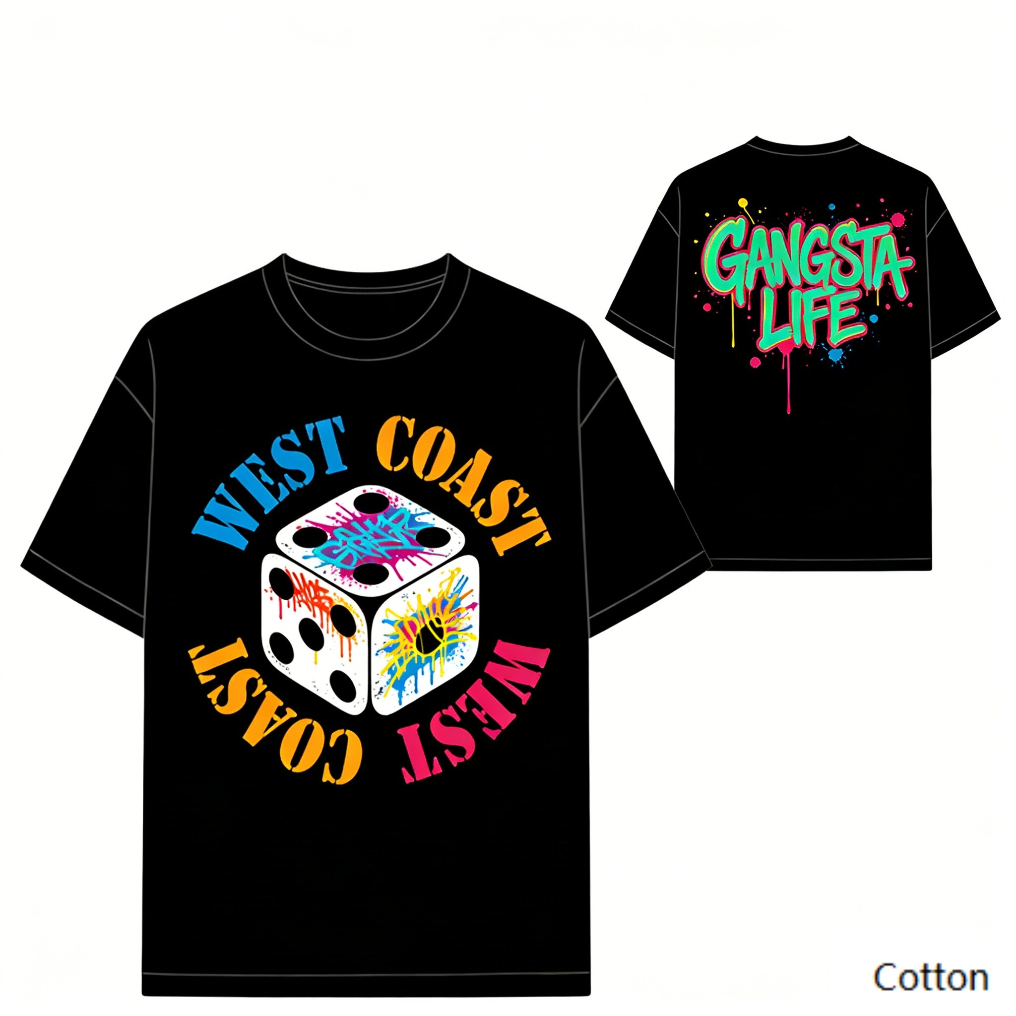 2026 Dice Graffiti Print T Shi - Korean Men Lifestyle review and price